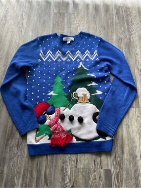 Ugly Christmas Sweater - Blue Crewneck Unisex Sweater